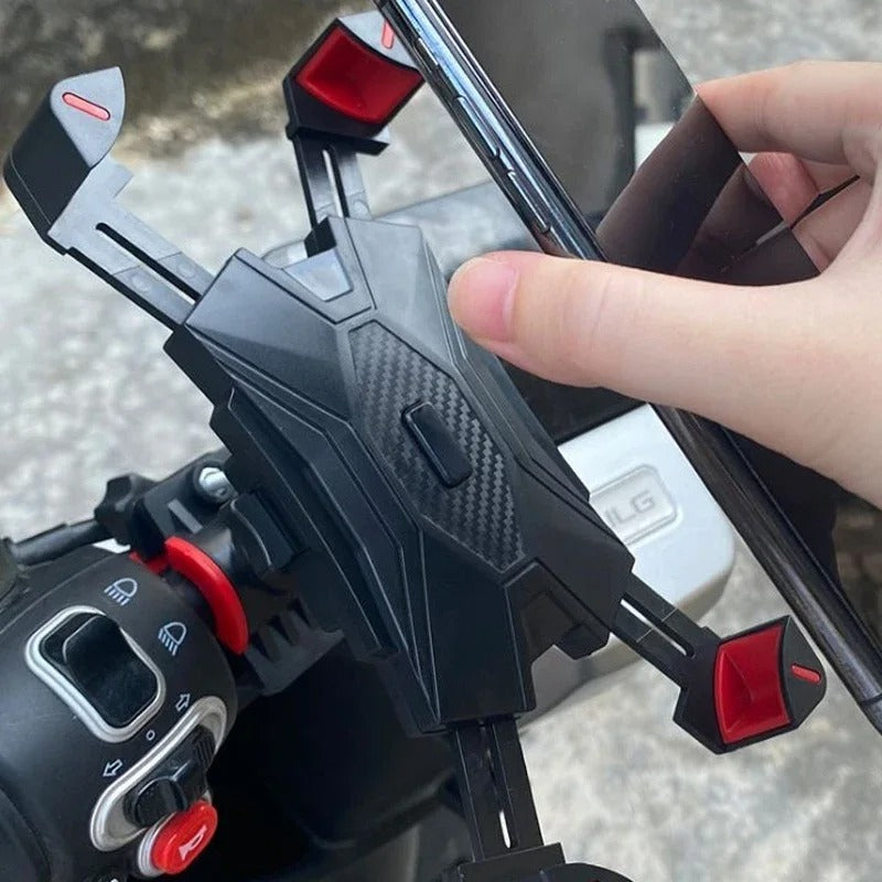 Support moto sécurisé pour téléphone avec prise