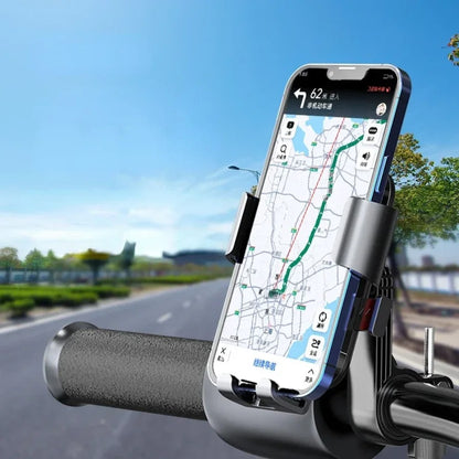 Support téléphone moto argent/noir antichoc sur guidon