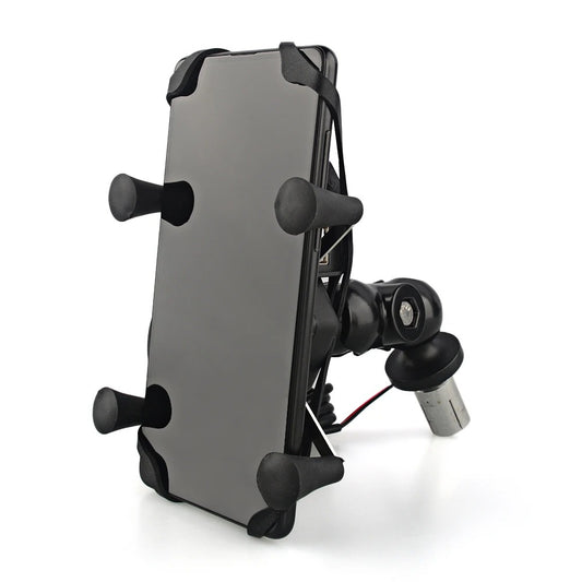 Support Telephone Moto Retroviseur chargeur USB mise en place